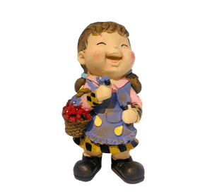 Figura Decorativa Niña Con Flores Vintage 29cm