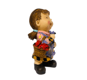 Figura Decorativa Niña Con Flores Vintage 29cm