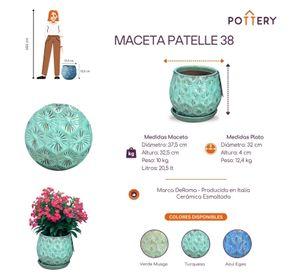 Maceta Patelle 38 Turquesa con plato