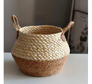 Canasto Macetero Yute Cesta Tejido Beige Hogar 26x22cm