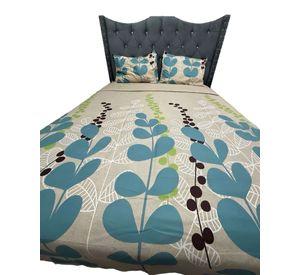 SABANA DE GÉNERO KING BEIGE DISEÑO HOJAS