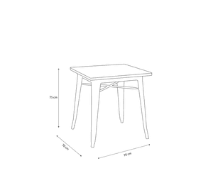 Mesa Comedor Tolix Madera 70x70x75cm