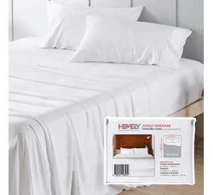 Juego sabanas king Homely 100 gsm 4 pzas color blanco