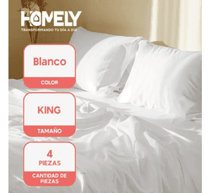 Juego sabanas king Homely 100 gsm 4 pzas color blanco