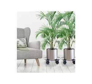 2 Soportes Base para Maceta de Metal con Ruedas