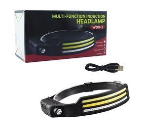 LINTERNA MINERO 1 LED Y BANDA 3 LED COB MOD.W689-3 LUZ BLANCA Y ROJA
