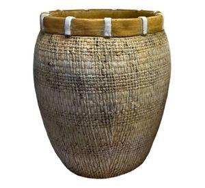 Maceta Decorativa Plantas Arcilla Imitación De Ratán Jhn