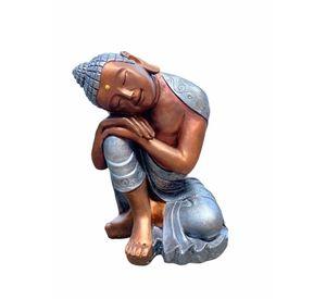 Figura Buda Durmiente Cobre/Plata 48 cm