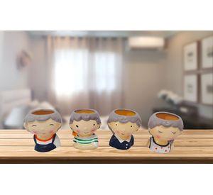 Set 3 Macetas Forma Cabeza Niños Dibujos Jardinera Hogar Lau