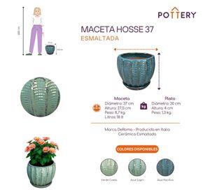 Maceta Hosse 37 Azul Capri con plato