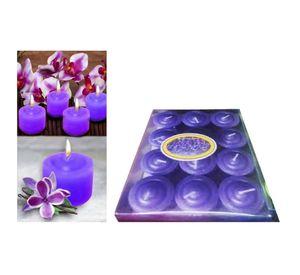 PACK 12 MINI VELAS ROMANTICAS MORADAS 3.5 CM