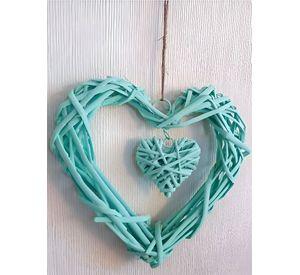 Corazón Colgante 20cm Mimbre Rústico Bricolaje Set de 3 Jhn