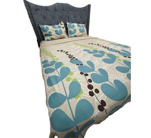 JUEGO DE SABANA   KING BEIGE CON HOJAS
