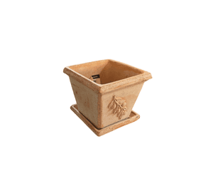 Set Maceta Cuadrada 18 con Relieve Oliva con plato