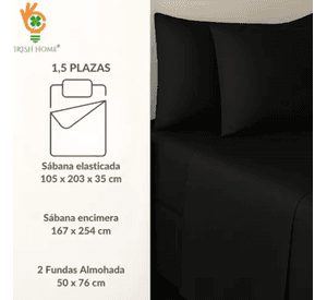 Sabanas Irish Home microfibra 1.5 plaza color negro