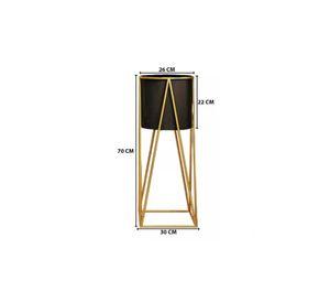 Porta Macetero Pedestal Negro y Dorado para Plantas