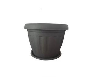 Macetero Redondo con Plato 30cm Gris