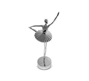 Adorno Deco Escultura Artística Bailarina Ballet Plateada