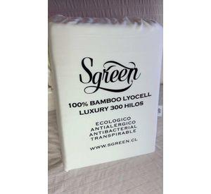 Sabanas de Bambu SUPER KING con 2Fundas 100% Lyocell. Sgreen/Blanco