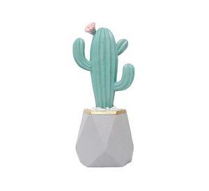 Macetero octogonal cactus alto flor rosada