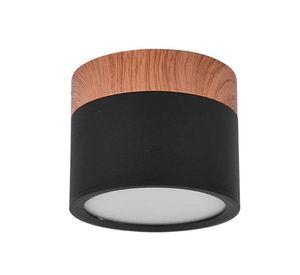 Foco Led Sobrepuesto Negro y Madera 7W Luz Fria 6000K
