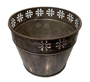 Macetero metal gris