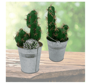 Cactus Artificial Verde Artesanal Para Decoración de Interiores y Exteriores