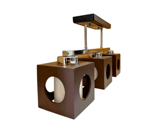 LÁMPARA DE TECHO Triple Vintage Madera Cuadrada 3 focos