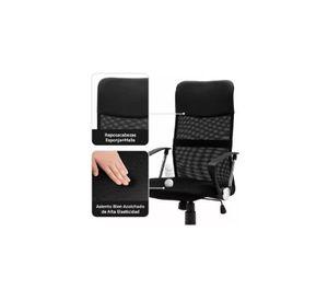 Silla de oficina ergonómica Emilio cuero con malla color negro