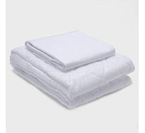 COMBO SABANA BLANCA + CUBRECOLCHON 2 PLAZAS