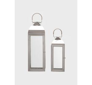 Set 2 Faroles Decorativos Metal Color Plata
