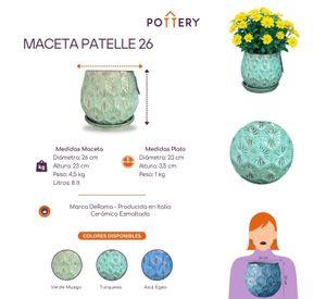 Maceta Patelle 26 Turquesa con plato