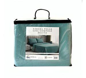 "Sábanas de Polar Composé King 2.5 Plazas / Bicolor Turquesa – Doral   "