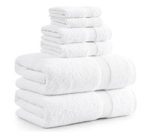 Set De 6 Toallas De Baño Algodon 500gr Cuerpo Mano Grande Az Blanco