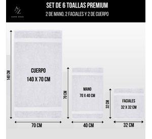Set De 6 Toallas De Baño Algodon 500gr Cuerpo Mano Grande Az Blanco