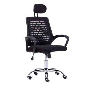 Silla oficina simply mesh negra con apoyabrazos y cabeza