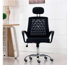 Silla oficina simply mesh negra con apoyabrazos y cabeza