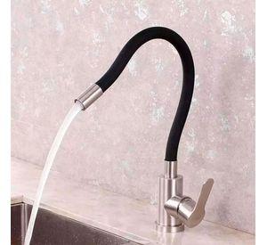 Llave Griferia Lavaplatos Cuello Cisne Flexible Tap15 Negro