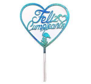 DECO TORTA ACRILICO F.C. CORAZON CELESTE X1 UNI