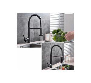 Llave Monomando Lavaplatos Profesional Resorte Negro