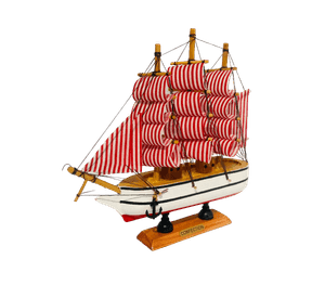 Decoración: Barco Velero De Madera 19cm
