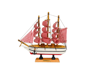 Decoración: Barco Velero De Madera 19cm