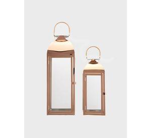 Set 2 Faroles Metal Color Cobre