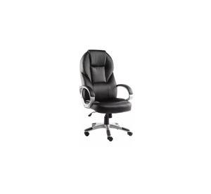 Silla de escritorio ejecutiva ergonómica con tapizado de cuero negro