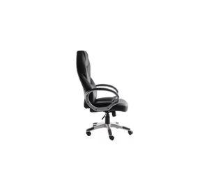 Silla de escritorio ejecutiva ergonómica con tapizado de cuero negro
