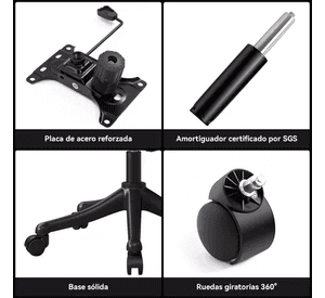 Silla de oficina ergonómica con soporte lumbar ajustable color negro