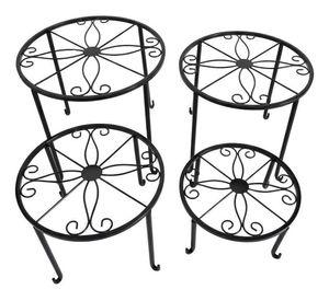Set 4 Porta Maceta Soporte Decorativo Diseño Floral Jhn