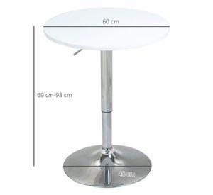 Pack 2 Mesas  Bar Regulable 60 CM mdf Color Blanco