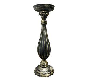Candelabro Romano Pedestal Pilar Decorativo Negro 28cm Jhn