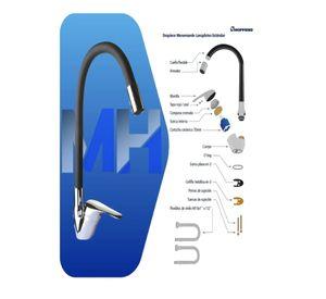 Llave Monomando Lavaplatos Cuello Flexible Negro Hoffens